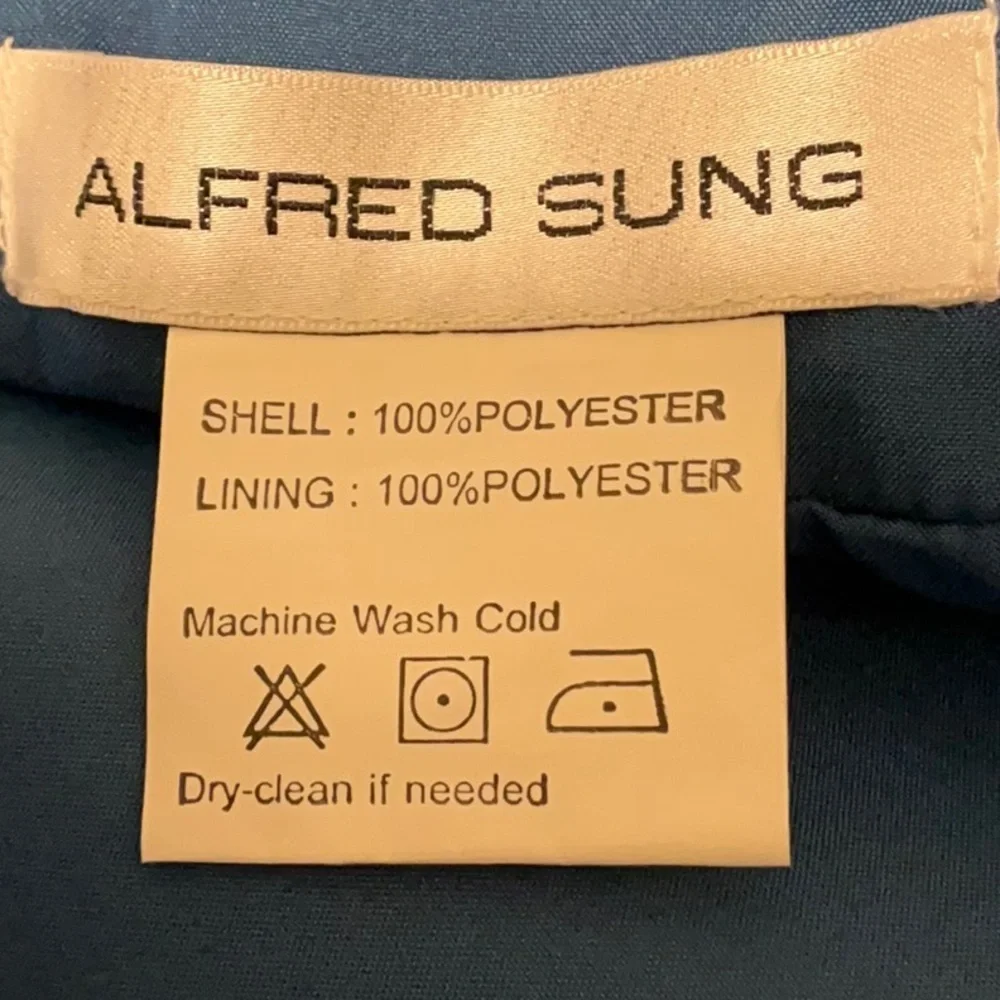 NWT Alfred Sung High Neck Cutout Satin Twill Gown Dress Size 2 & 14 D772 Pockets - Picture 9 of 13
